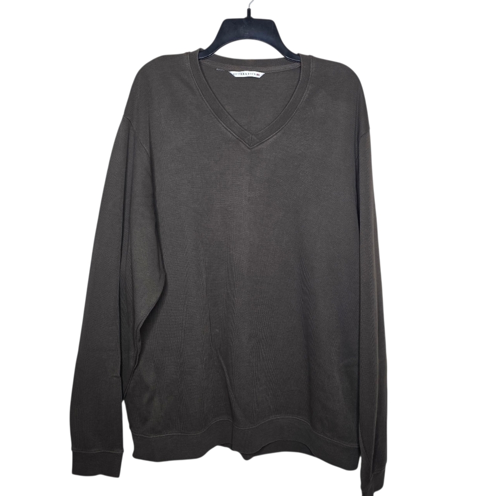 Cutter And Buck Mens Olive Green Long Sleeve V-neck Sweater XL